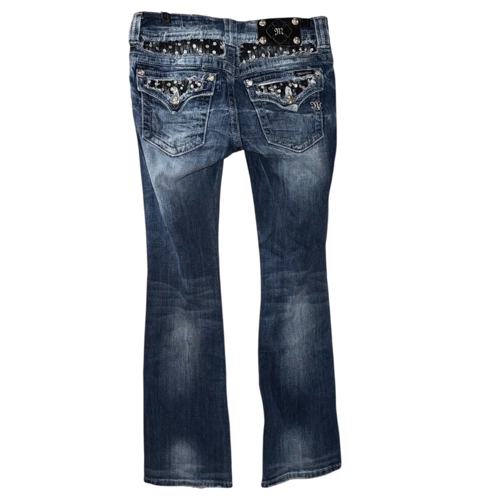 Y2K Miss Me Low Rise Boot Cut jeans Sz 27 JE5392B2L Buckle Exclusive embellished - Picture 8 of 14